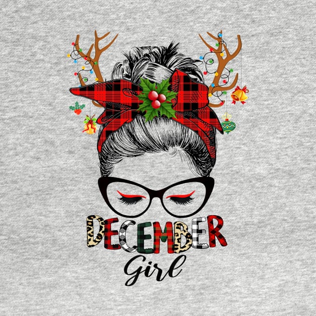 Reindeer Messy Bun December Girl Christmas December Birthday by Magazine